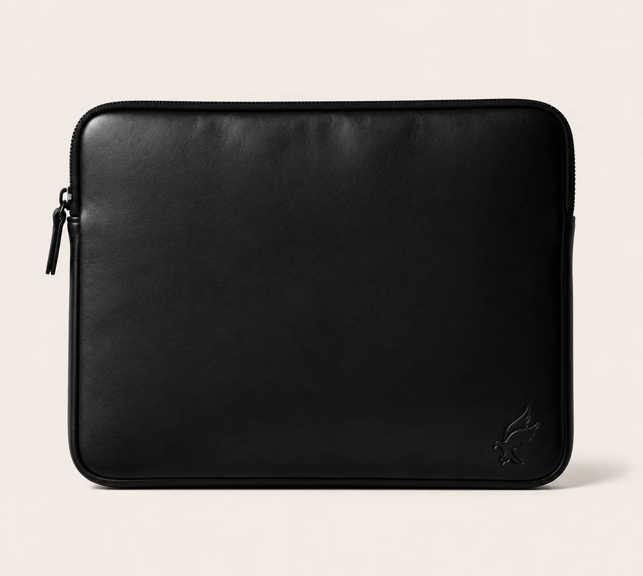 LAVEOR Voyage Zip Bag — full-grain leather laptop sleeve in Black, handcrafted in Pakistan